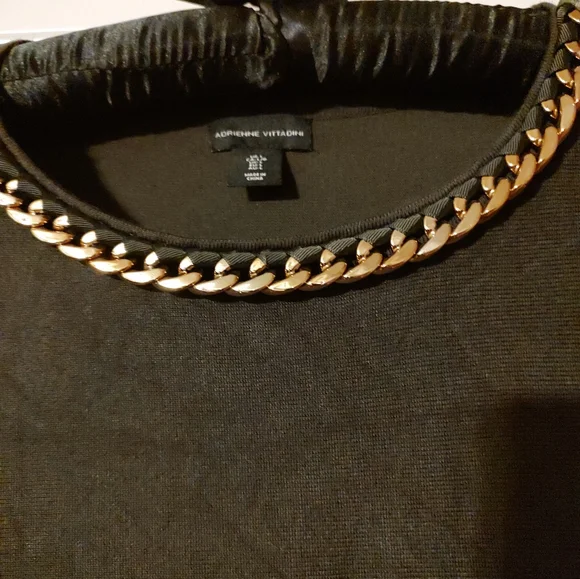 🔸🌿🔸NWOT Stellar Adrienne Vittadini Dark Olive & Gold Batwing Top Blouse - L - Picture 8 of 16